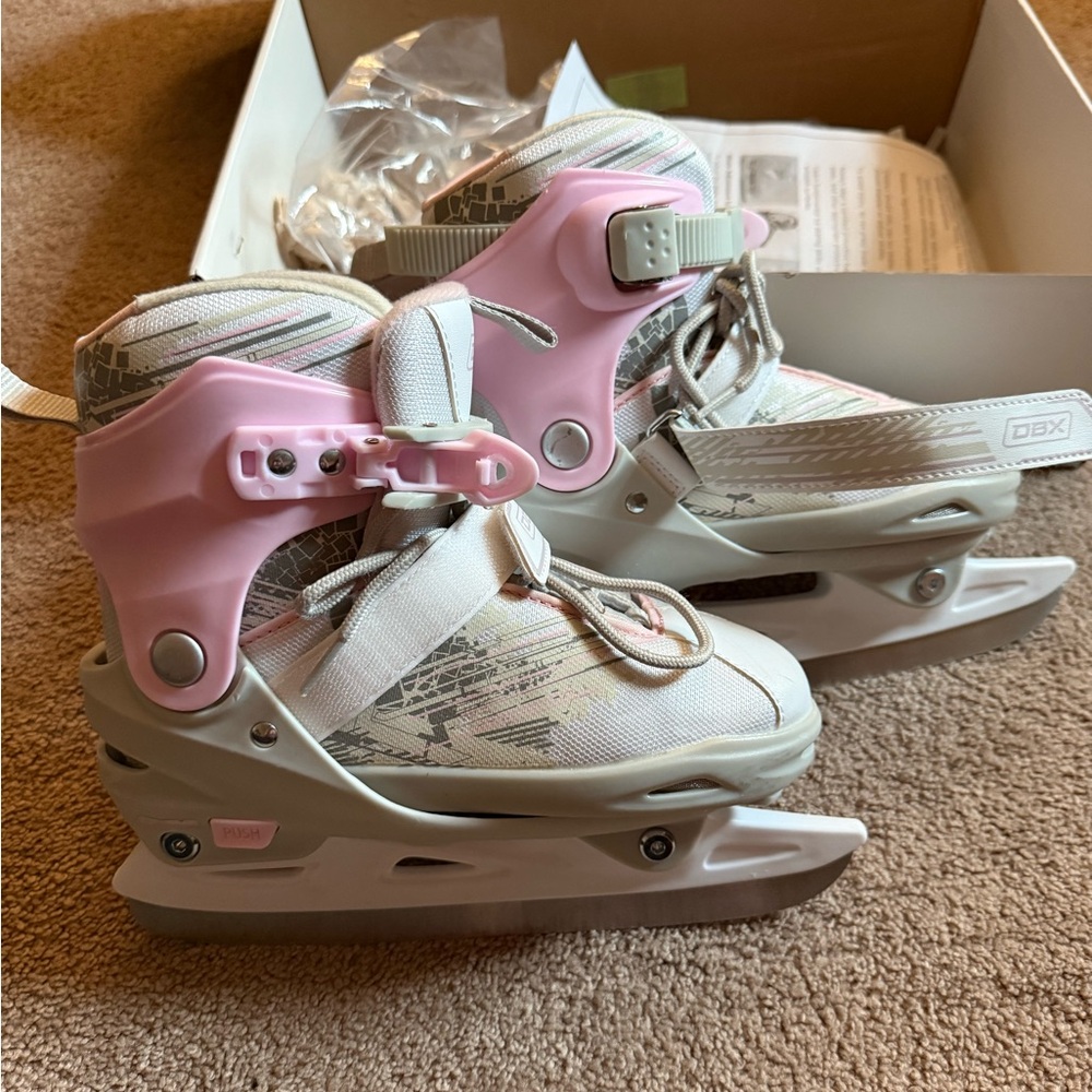 Kids Ice Skates - Pink and Gray